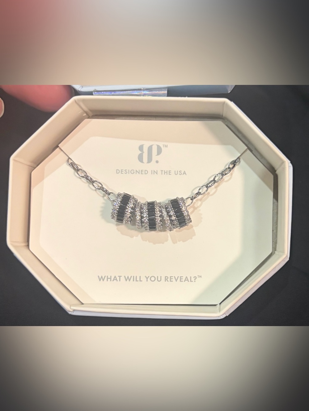 BP NK93981 Black Onyx Hematite Wheel/Rings Necklace